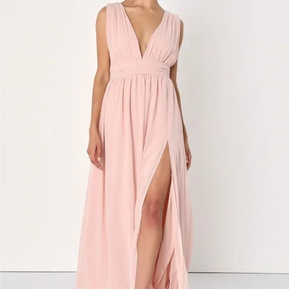 Lulus | Dresses | Xs Blush Maxi Dress With Side Slit | Poshmark